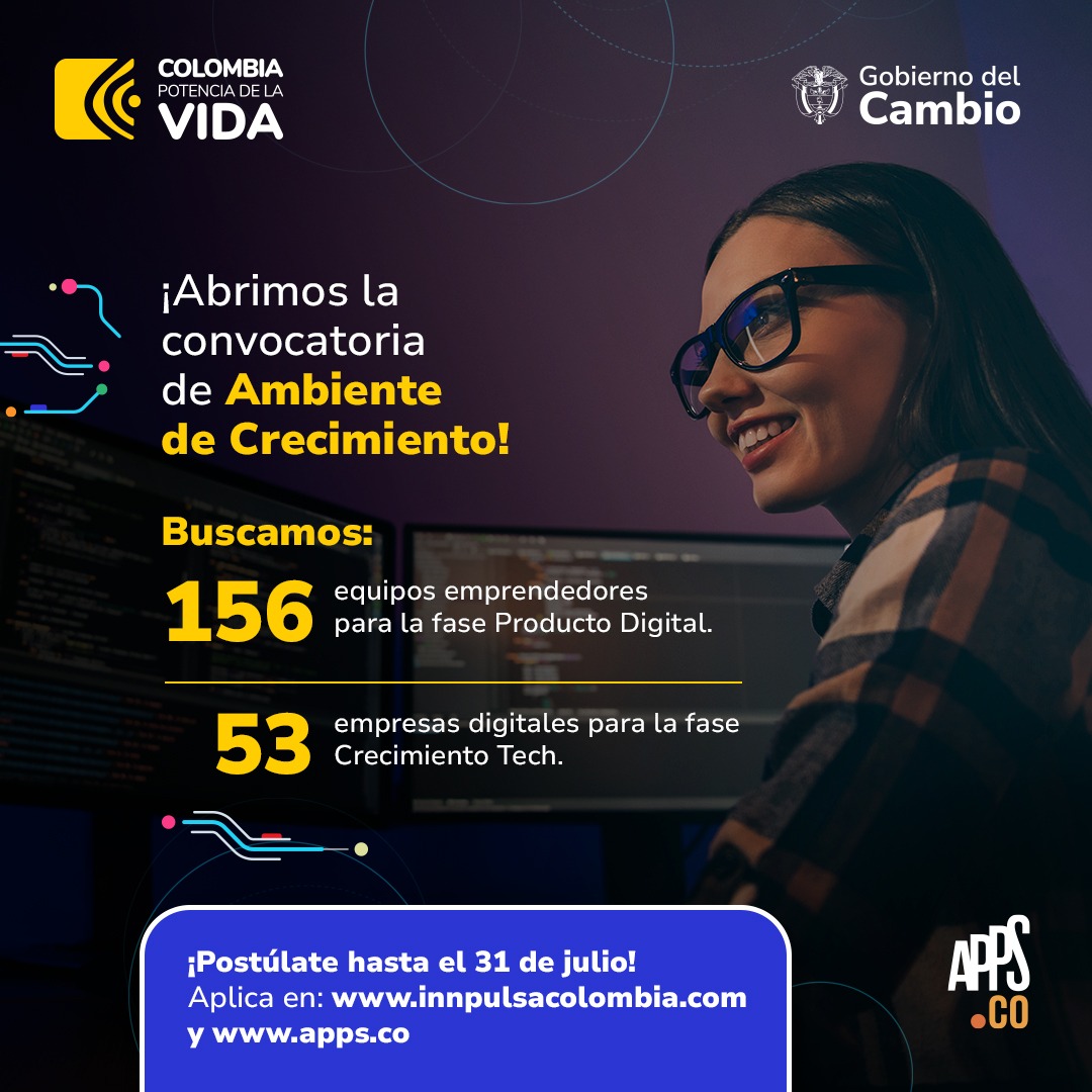 APPS.CO 2023 | Convocatoria para seleccionar beneficiarios del programa APPS.CO - Ambiente de Crecimiento.